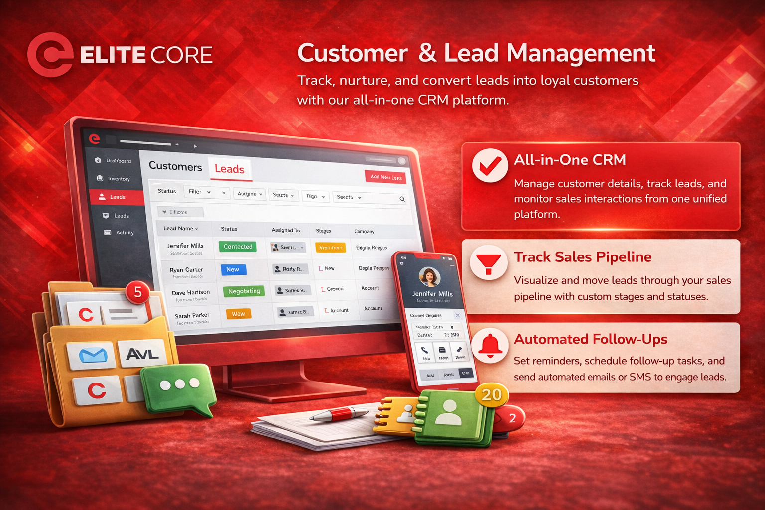 Elite Core - Features - Customer Growth / CRM For Leads & Customers For Promotional Industry