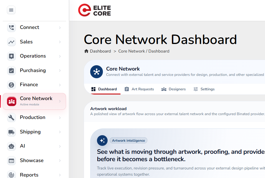 Core Network - Dashboard View